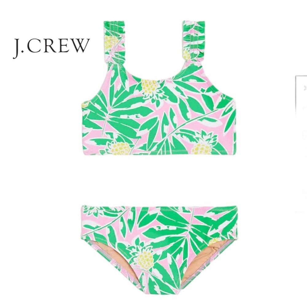 J.Crew Crewcuts NWT Girls’ Ruffle Strap Two-Piece Swimsuit 2